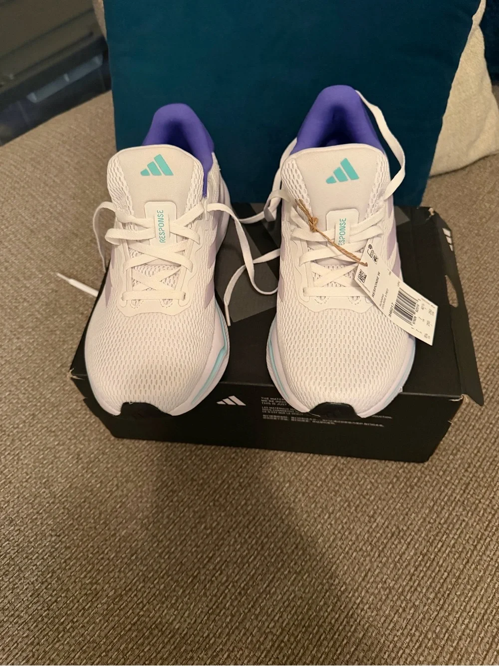 NEW! adidas Women’s White Athletic Shoes with Purple Lining and Pastel Accents